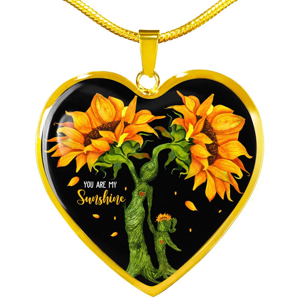 You Are My Sunshine Mother and Daughter Sunflower Heart Pendant Necklace Gifts - Heart Luxury Necklace (Gold Plated) You Are My Sunshine Mother and Daughter Sunflower Heart Pendant Necklace Gifts - Heart Luxury Necklace (Gold Plated)