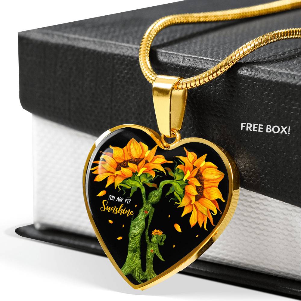 You Are My Sunshine Mother and Daughter Sunflower Heart Pendant Necklace Gifts - Heart Luxury Necklace (Gold Plated) You Are My Sunshine Mother and Daughter Sunflower Heart Pendant Necklace Gifts - Heart Luxury Necklace (Gold Plated)