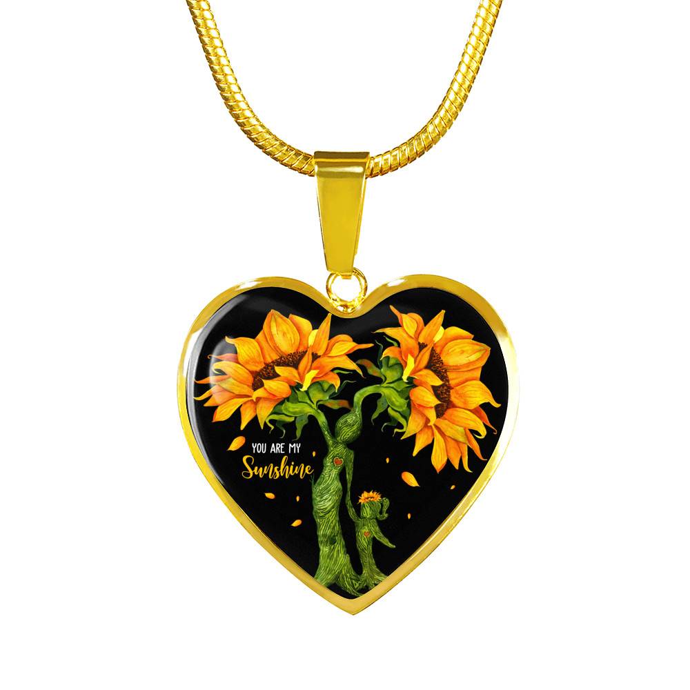 You Are My Sunshine Mother and Daughter Sunflower Heart Pendant Necklace Gifts - Heart Luxury Necklace (Gold Plated) You Are My Sunshine Mother and Daughter Sunflower Heart Pendant Necklace Gifts - Heart Luxury Necklace (Gold Plated)