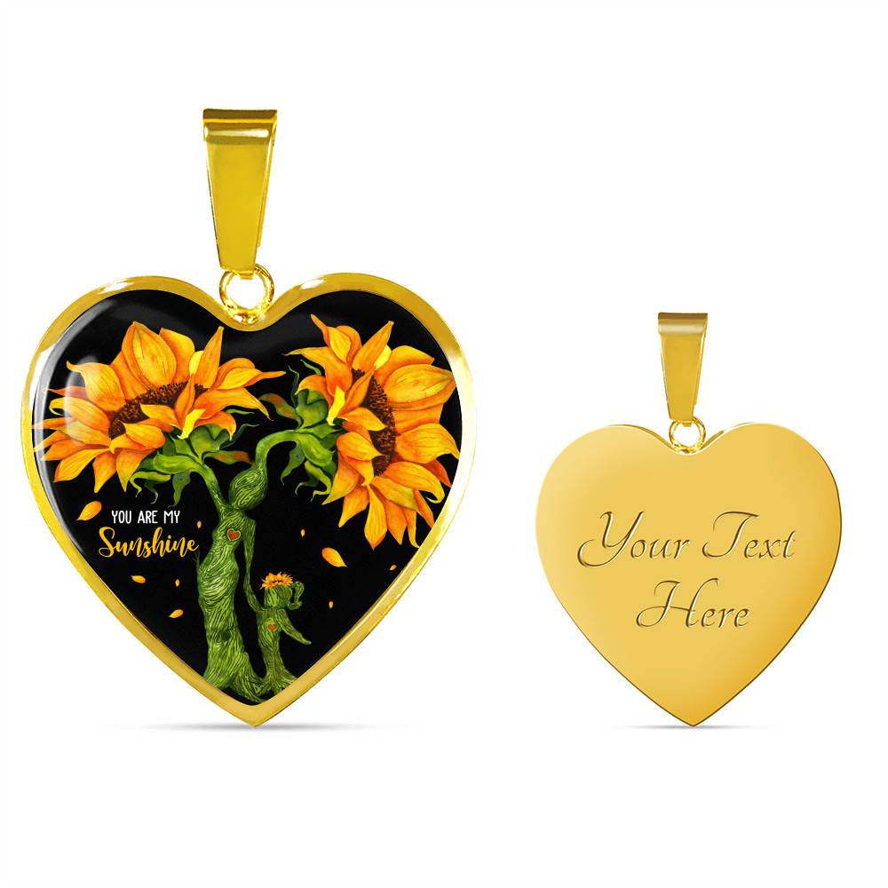 You Are My Sunshine Mother and Daughter Sunflower Heart Pendant Necklace Gifts - Heart Luxury Necklace (Gold Plated) You Are My Sunshine Mother and Daughter Sunflower Heart Pendant Necklace Gifts - Heart Luxury Necklace (Gold Plated)