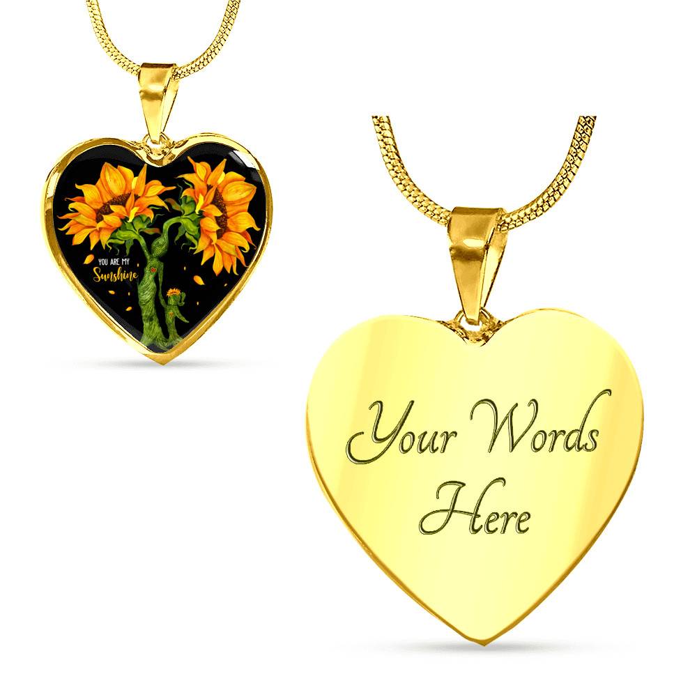 You Are My Sunshine Mother and Daughter Sunflower Heart Pendant Necklace Gifts - Heart Luxury Necklace (Gold Plated) You Are My Sunshine Mother and Daughter Sunflower Heart Pendant Necklace Gifts - Heart Luxury Necklace (Gold Plated)