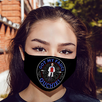 Alternative view of I Got My Fauci Ouchie Vaccine Washable Reusable Custom Printed Cloth Face Mask Cover