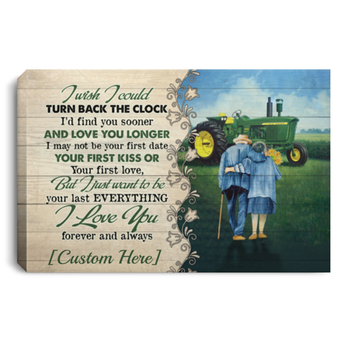 Personalized I Wish I Could Turn Back The Clock Tractor Couple Wrapped Framed Canvas Prints - Unframed Poster, White, 0.75'' Framed Canvas Personalized I Wish I Could Turn Back The Clock Tractor Couple Wrapped Framed Canvas Prints - Unframed Poster, White, 0.75'' Framed Canvas