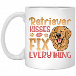 Retriever Dog Kiss, White, 11 oz. White Mug