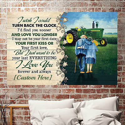 Alternative view of Personalized I Wish I Could Turn Back The Clock Tractor Couple Wrapped Framed Canvas Prints - Unframed Poster