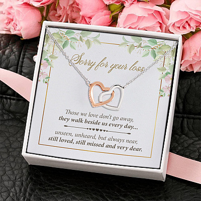 Those We Love Don't Go Away They Walk Beside Us Everyday Interlocking Hearts Pendant Necklace