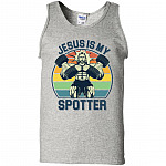 Jesus Is My Spotter Tank Top Tee, Ash, Unisex Tank Top