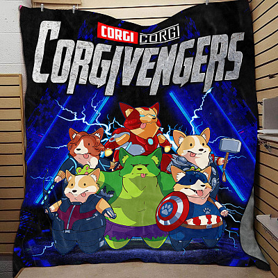 Alternative view of Funny Captain Jolly Corgi Super Heroes Force Corgivengers Blanket - Life Is Better With Corgi Lover Blanket