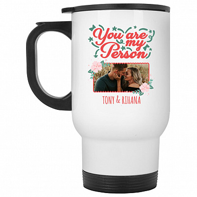 14 oz. White Travel Mug