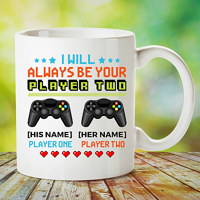 Alternative view of Personalized I Will Always Be Your Player Two Funny Gamer Coffee Mug - Water Bottle - Color Changing Mug