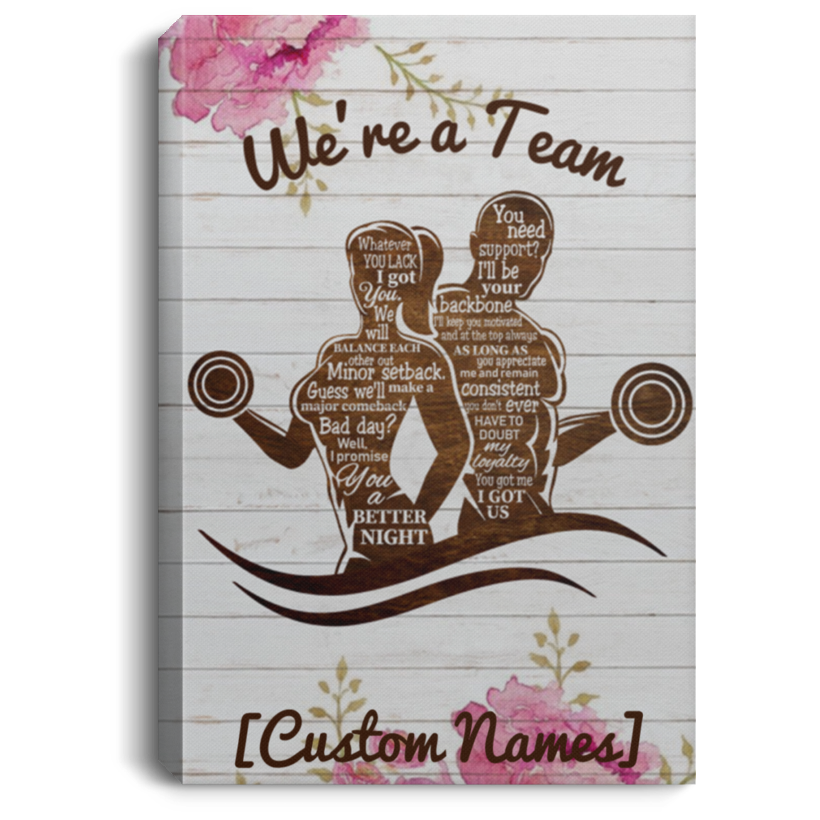 Personalized Gym Couple We're a Team I Got You Wrapped Framed Canvas Prints - Unframed Poster - Home Decor Wall Art, White, 0.75'' Framed Canvas Personalized Gym Couple We're a Team I Got You Wrapped Framed Canvas Prints - Unframed Poster - Home Decor Wall Art, White, 0.75'' Framed Canvas