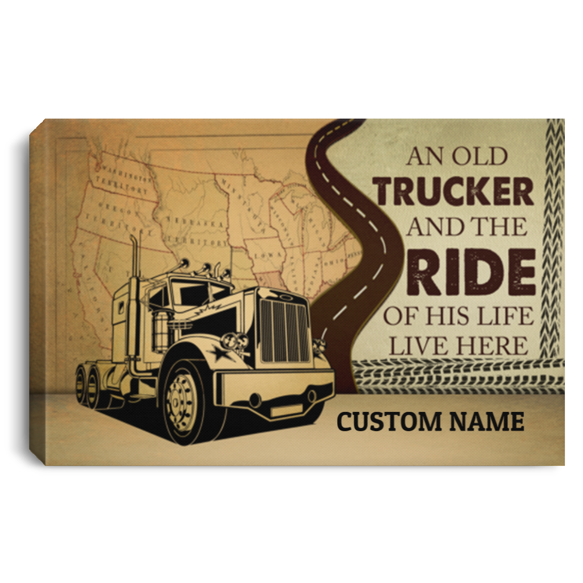 Personalized An Old Trucker And The Ride Of His Life Live Here Framed Canvas - Trucker Husband Unframed Posteranvas - Poster Template (OFFICIAL), White, 0.75'' Framed Canvas Personalized An Old Trucker And The Ride Of His Life Live Here Framed Canvas - Trucker Husband Unframed Posteranvas - Poster Template (OFFICIAL), White, 0.75'' Framed Canvas