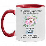 Wishing You Happy Birthday From Mug, White/Red, 11 oz. Accent Mug