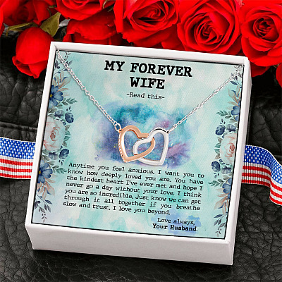 My Forever Wife Read This Anytime You Feel Anxious Interlocking Hearts Pendant Necklace