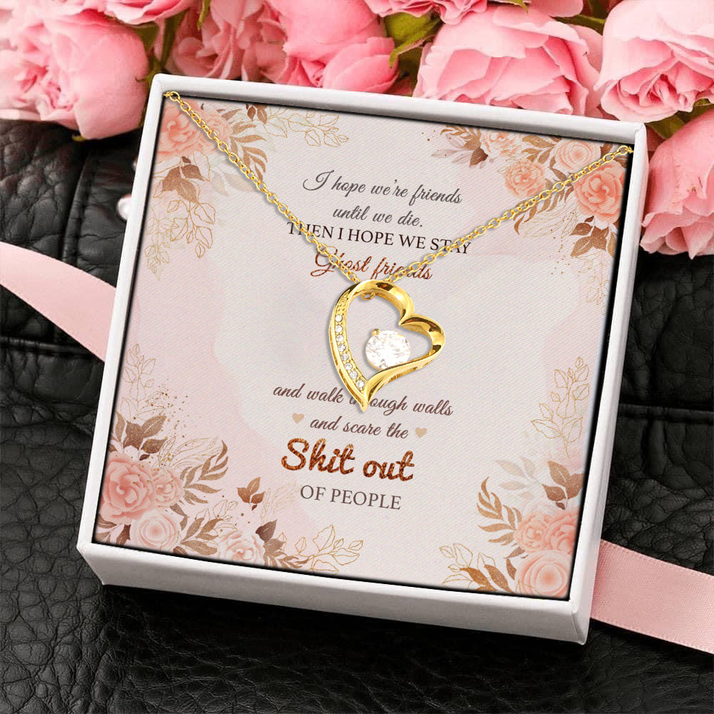 1HP. Friend Until Die (Message Card ) Forever Love Necklace (Gold) 4