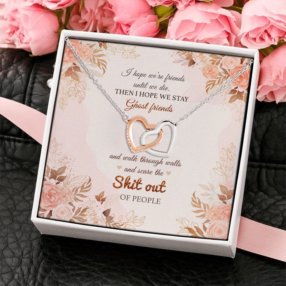 1HP. Friend Until Die (Message Card ) Interlocking Hearts Necklace 4
