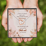1HP. Friend Until Die (Message Card ) Interlocking Hearts Necklace