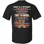 What Is A Veteran A Veteran Whether Active Duty Discharged Retired Or Reserve US Flag Print On Back T-Shirt Only, Black, Unisex T-Shirt