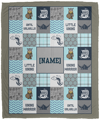 Personalized Little Vik-ing Mink Blanket - Norse Sea Woven Blanket, White, Cozy Plush Fleece Blanket - 50x60