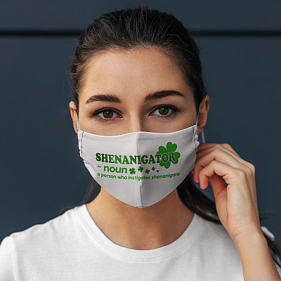 Alternative view of Shenanigator Shenanigans Quote Happy St Patrick's Day 2021 Washable Reusable Custom - Printed Face Mask