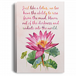 Just Like The Lotus Quotes Gallery Wrapped Framed Canvas Prints - Unframed Poster - Home Decor Wall Art, White, 0.75'' Framed Canvas