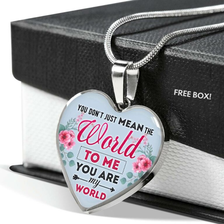 You Don't Just Mean The World To Me You Are My Word Heart Pendant Necklace - Valentines Day Necklaces For Her - Heart Luxury Necklace (Silver)
