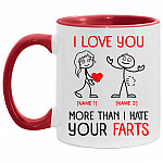 Personalized I Love You More Than Mug, White/Red, 11 oz. Accent Mug