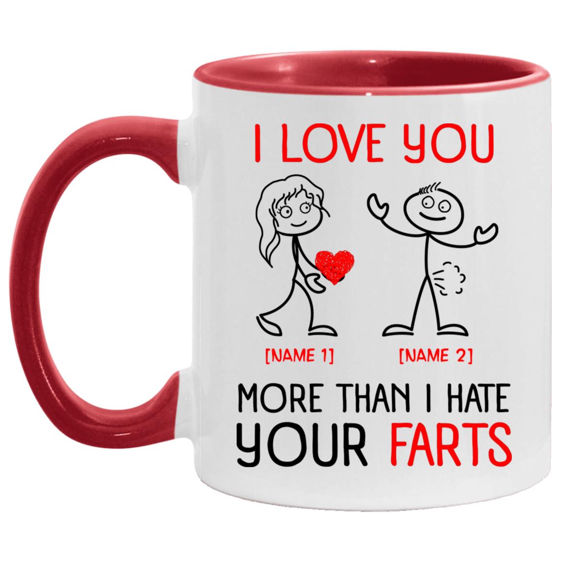 Personalized I Love You More Than Mug, White/Red, 11 oz. Accent Mug
