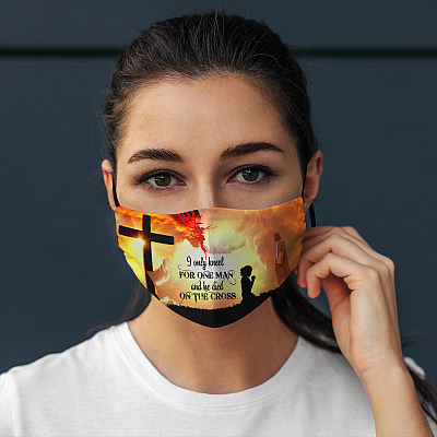 Alternative view of I Only Kneel For One Man And He Died On The Cross Washable Reusable Custom Printed Cloth Face Mask Cover