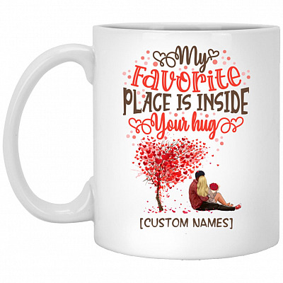 Personalized My Favorite Place Mug, White, 11 oz. White Mug