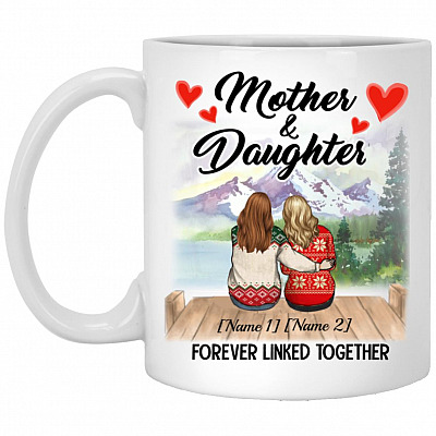 Personalized Mother And Daughter Mug, White, 11 oz. White Mug