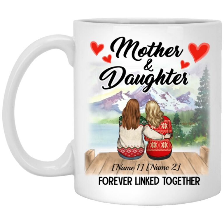 Personalized Mother And Daughter Mug, White, 11 oz. White Mug