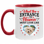 Personalized Photo Dog What the Entrance to Heaven Must Look Like - Losing Dog Gift Accent Mug, White/Red, 11 oz. Accent Mug
