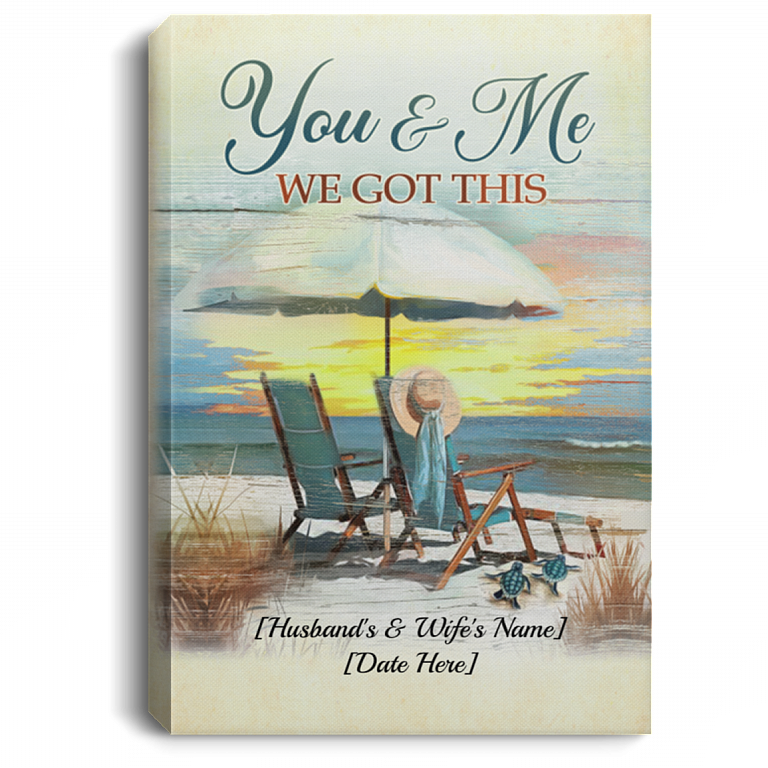 Personalized You And Me We Got This Beach Sunset Gallery Wrapped Framed Canvas Prints - Unframed Poster, White, 0.75'' Framed Canvas