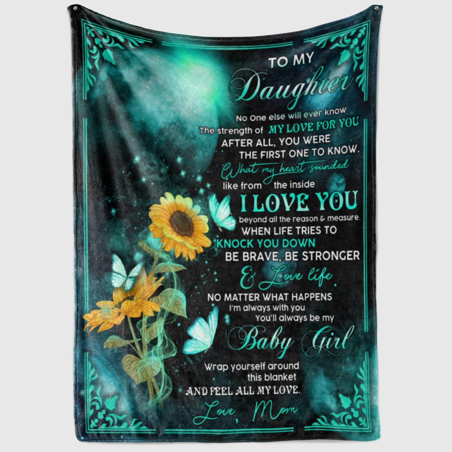 4VT. To My Daughter No One Else Butterfly blanket mockup2