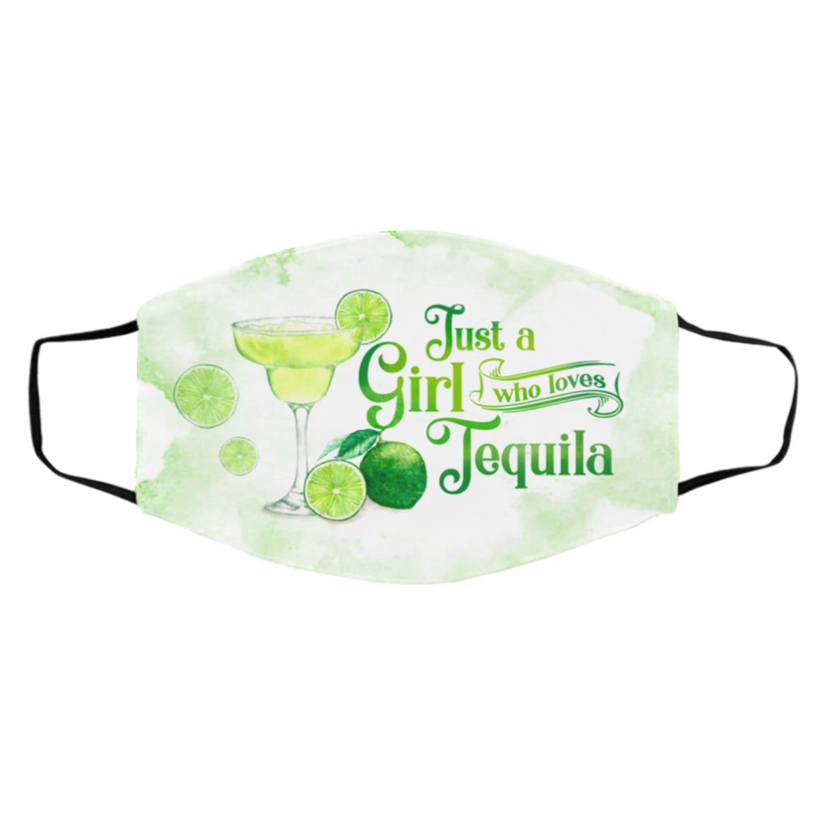 Just A Girl Who Loves Tequila, White, Cloth Face Cover – Medium/Large Just A Girl Who Loves Tequila, White, Cloth Face Cover – Medium/Large