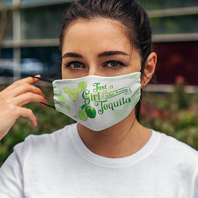 Alternative view of Just A Girl Who Loves Tequila Washable Reusable Custom Printed Cloth Face Mask Cover