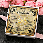 To My Shieldmaiden I Love You to Valhalla And Back Infinity Heart Pendant Necklace - Viking Wife Necklace