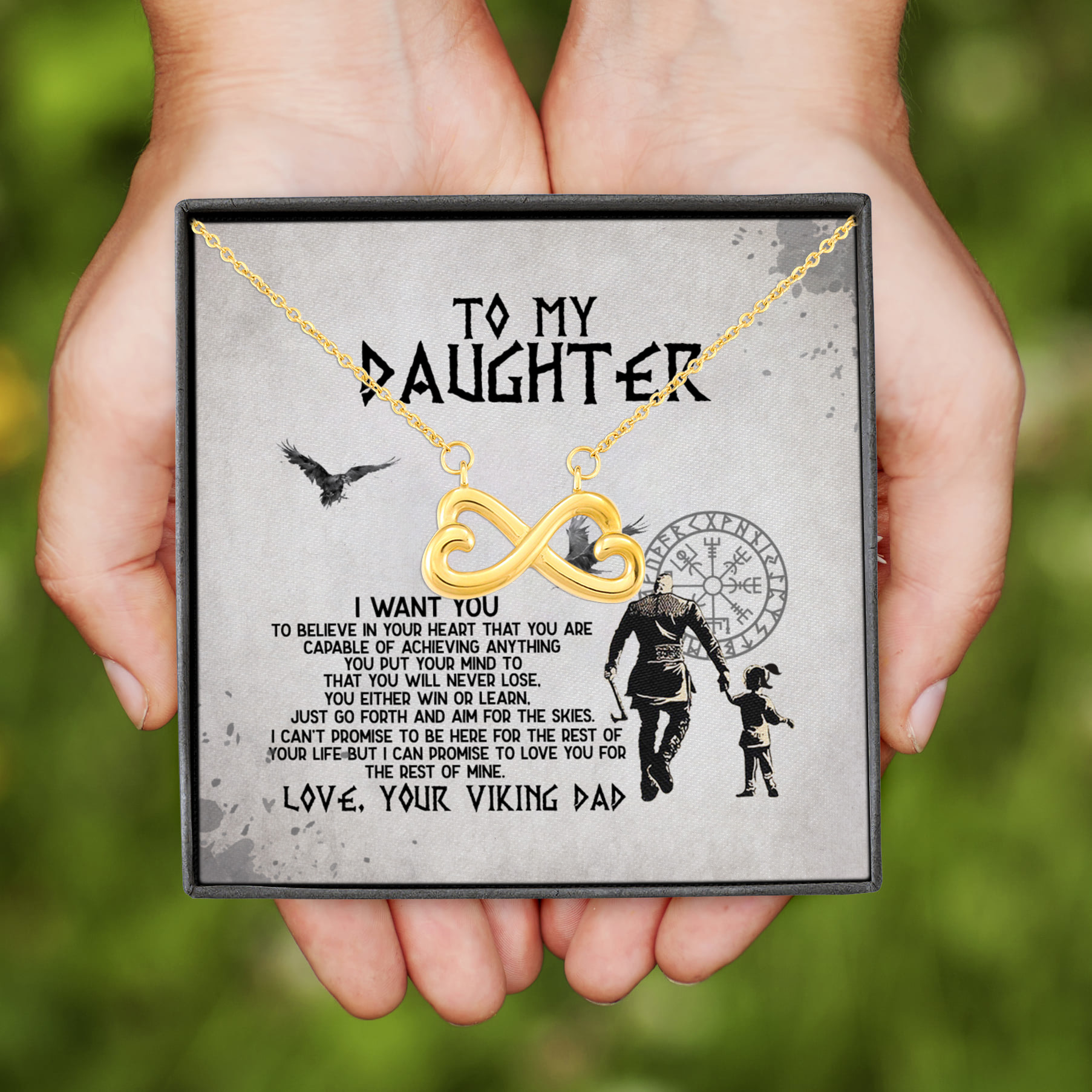 6BN. My Viking Daughter(3) Infinity Heart Necklace (Gold)