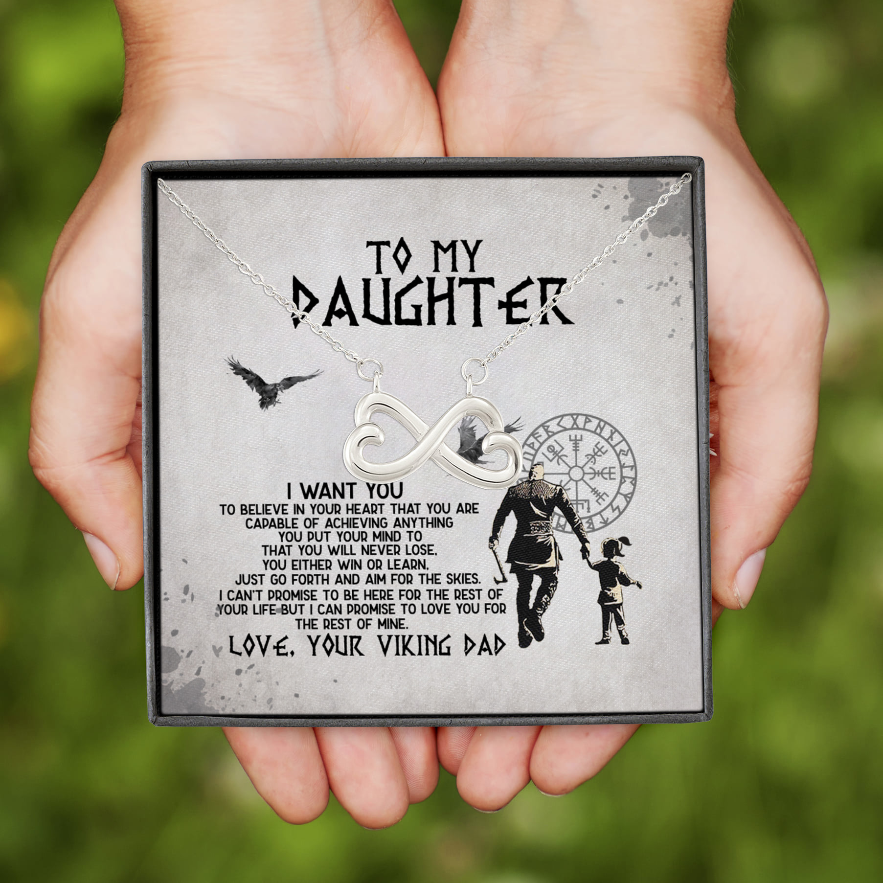 6BN. My Viking Daughter(3) Infinity Heart Necklace (Silver)