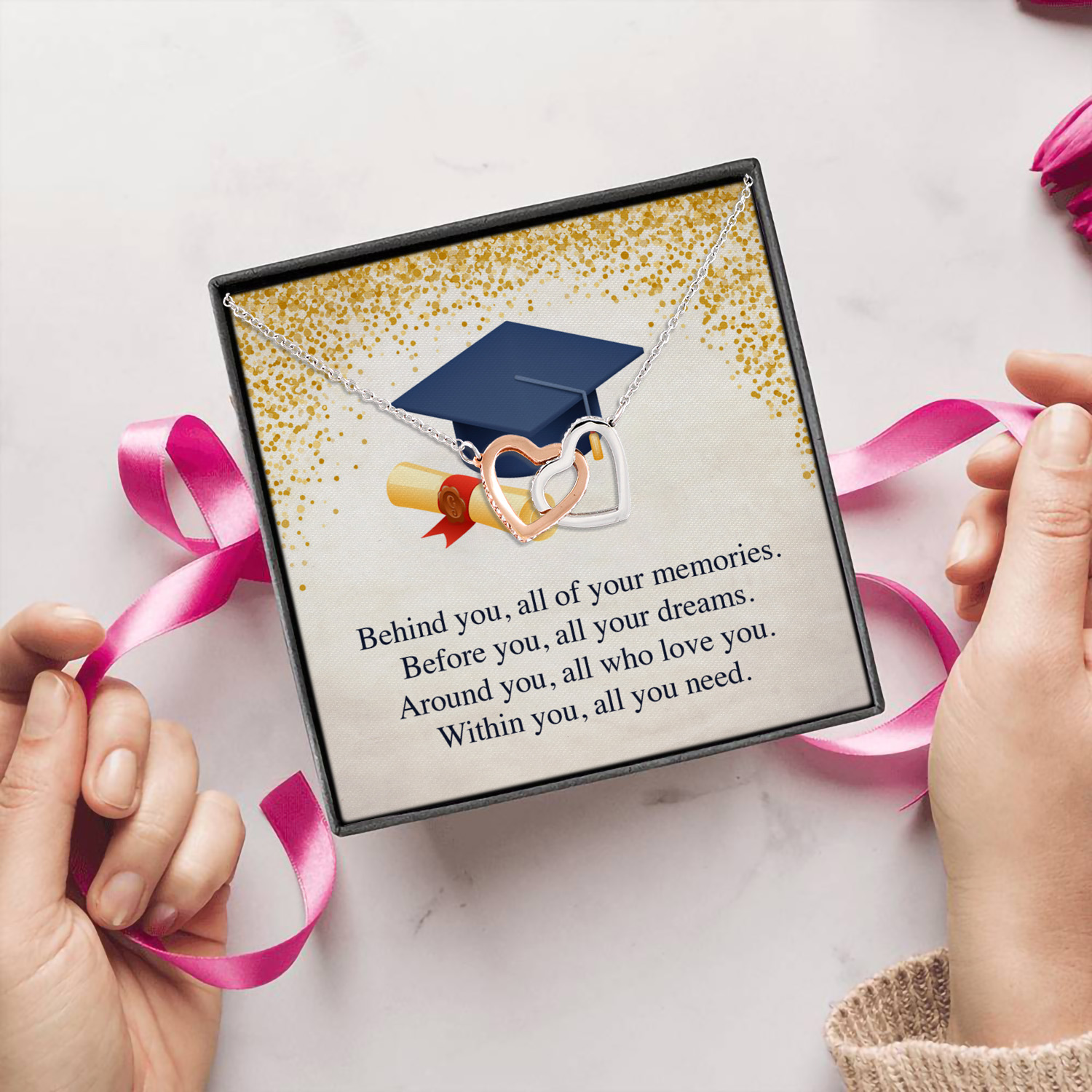 2LV. Behind You Graduation - Message Card (4) Interlocking Hearts Necklace 5