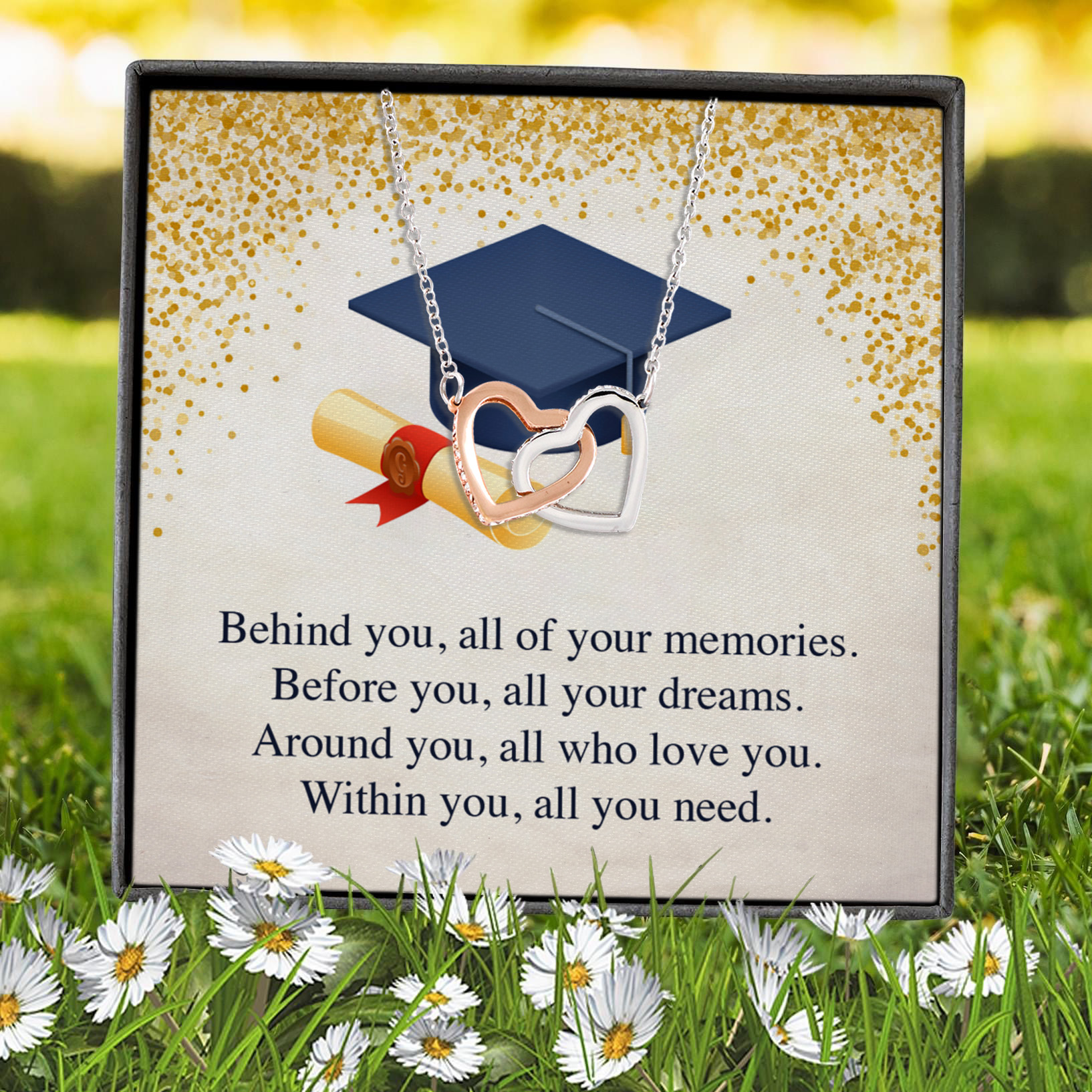2LV. Behind You Graduation - Message Card (4) Interlocking Hearts Necklace 7