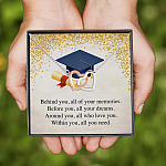 2LV. Behind You Graduation - Message Card (4) Interlocking Hearts Necklace