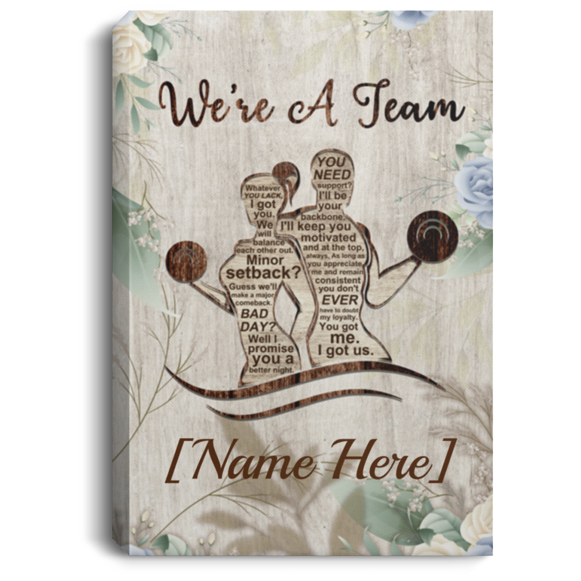 Personalized Fitness We're A Team Gallery Wrapped Framed Canvas Prints - Unframed Poster - Home Decor Wall Art, White, 0.75'' Framed Canvas Personalized Fitness We're A Team Gallery Wrapped Framed Canvas Prints - Unframed Poster - Home Decor Wall Art, White, 0.75'' Framed Canvas