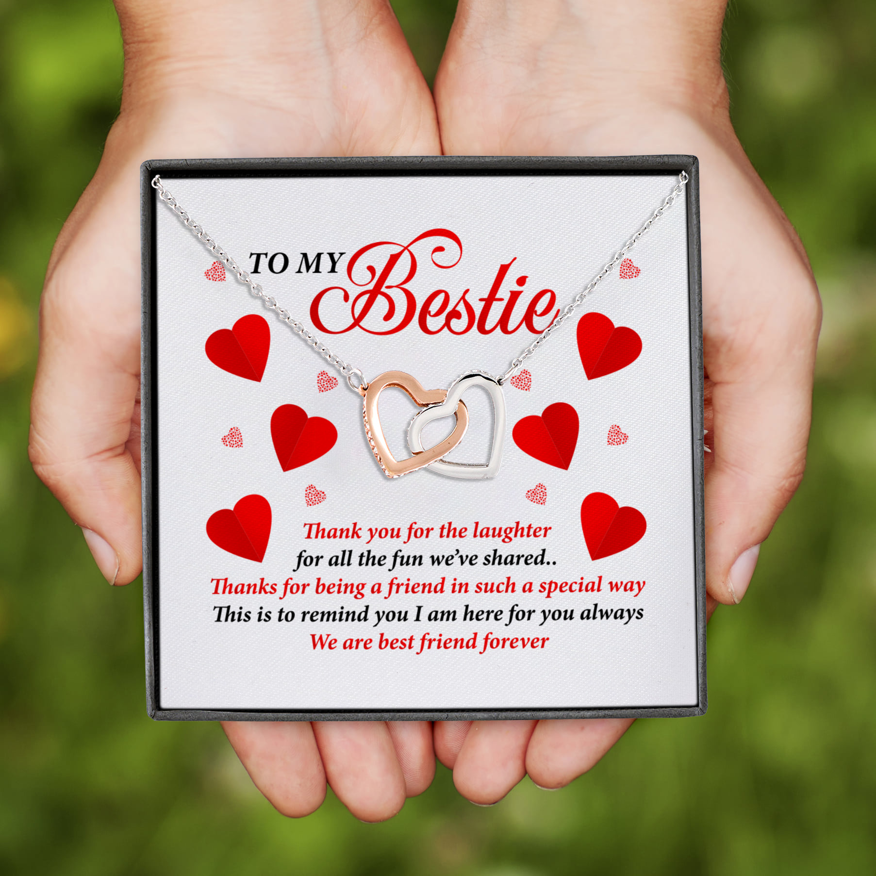 1LV. Thank You for The Laughter(3) Interlocking Hearts Necklace