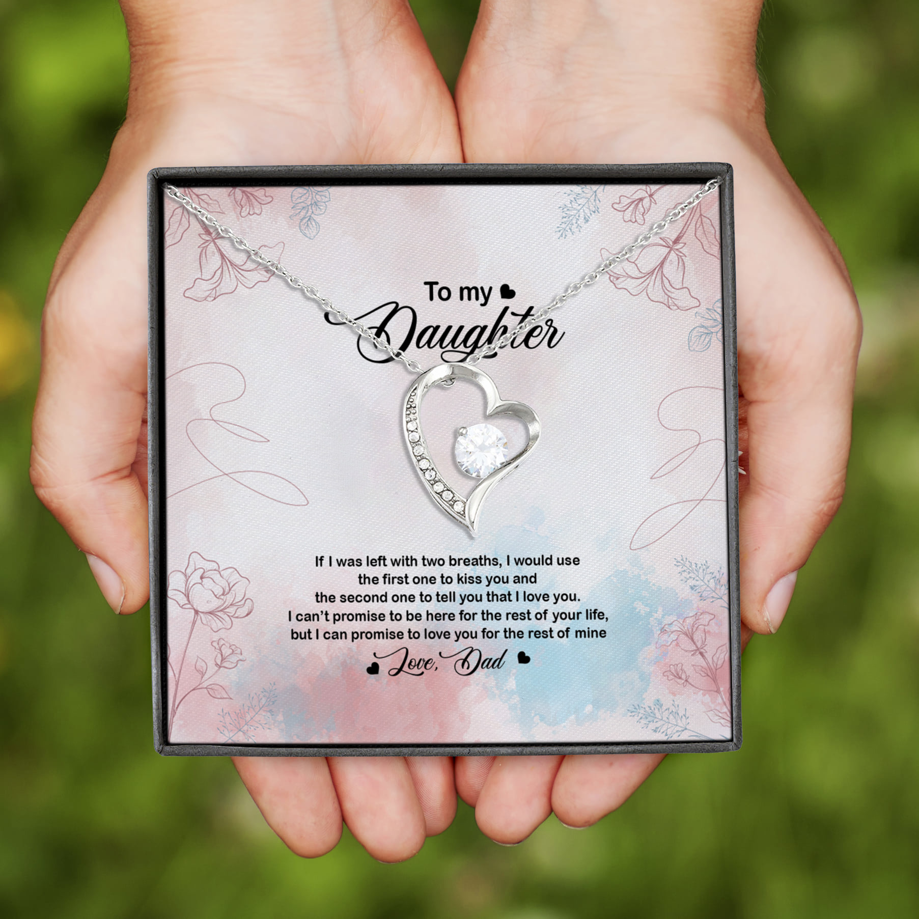 4NH. Two Breaths - Dad Forever Love Necklace (Silver)