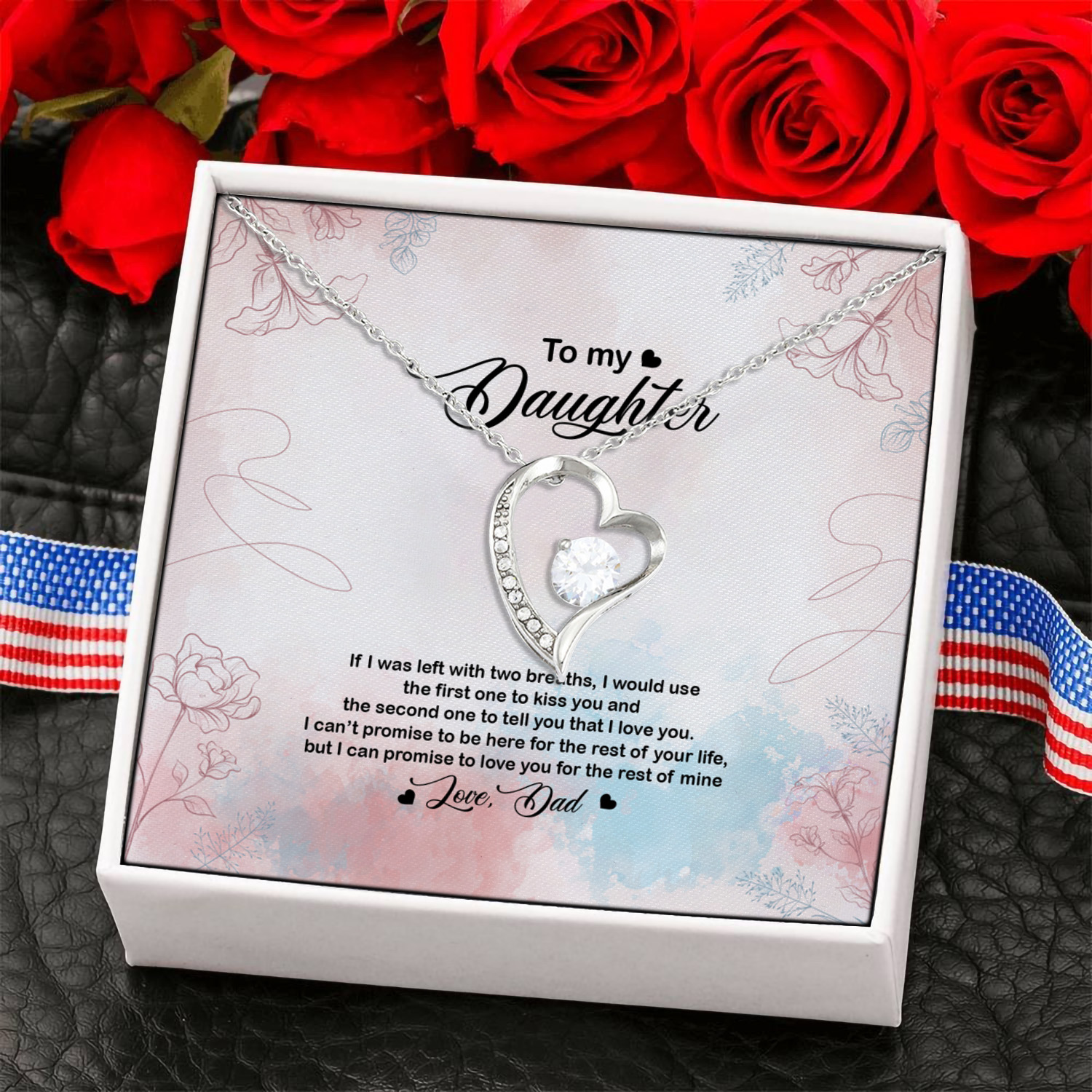 4NH. Two Breaths - Dad Forever Love Necklace (Silver) 6