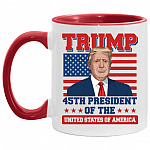 Trump 45th President, White/Red, 11 oz. Accent Mug