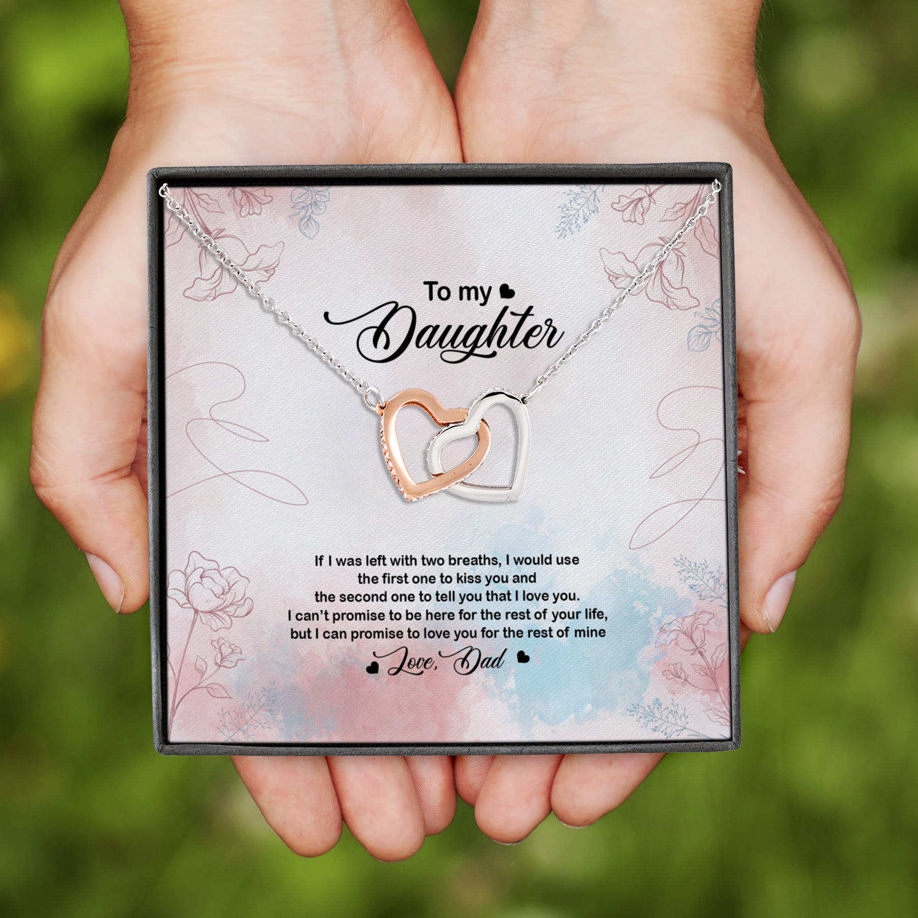 4NH. Two Breaths - Dad Interlocking Hearts Necklace