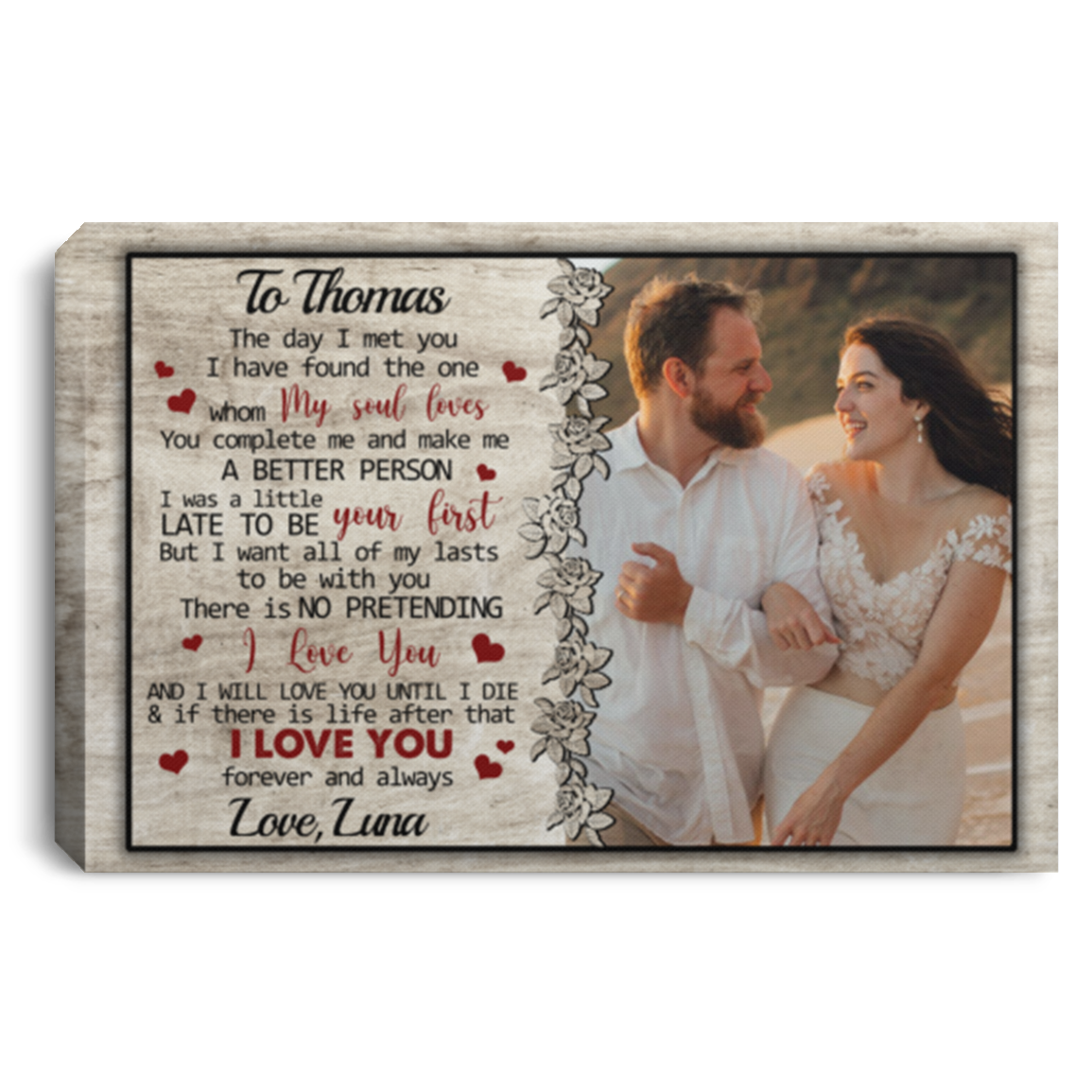 Personalized Photo The Day I Met You I Have Found The One Whom My Soul Loves Framed Canvas - Unframed Poster, White, 0.75'' Framed Canvas Personalized Photo The Day I Met You I Have Found The One Whom My Soul Loves Framed Canvas - Unframed Poster, White, 0.75'' Framed Canvas
